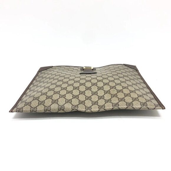 GUCCI Old Gucci Flat Clutch Bag with All-Over Pattern Clutch Bag Brown - Picture 4 of 16